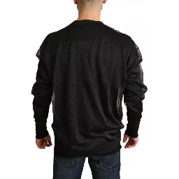 Black Logo Crewneck Long Sleeve Pullover Sweater