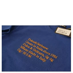 Blue Logo Print Crewneck Cotton T-shirt