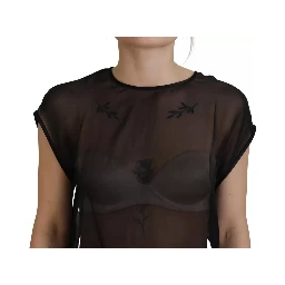 Black Mesh Transparent Blouse Pullover Top