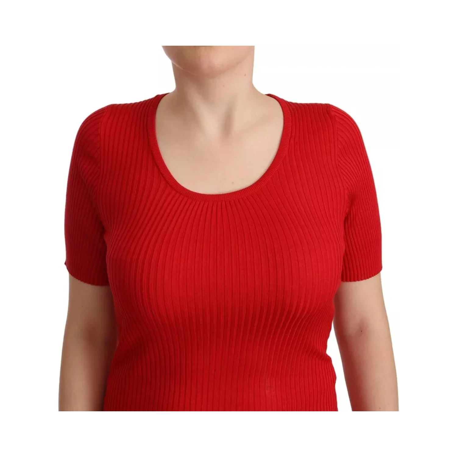 Red Silk T-shirt Short Sleeve Top Blouse