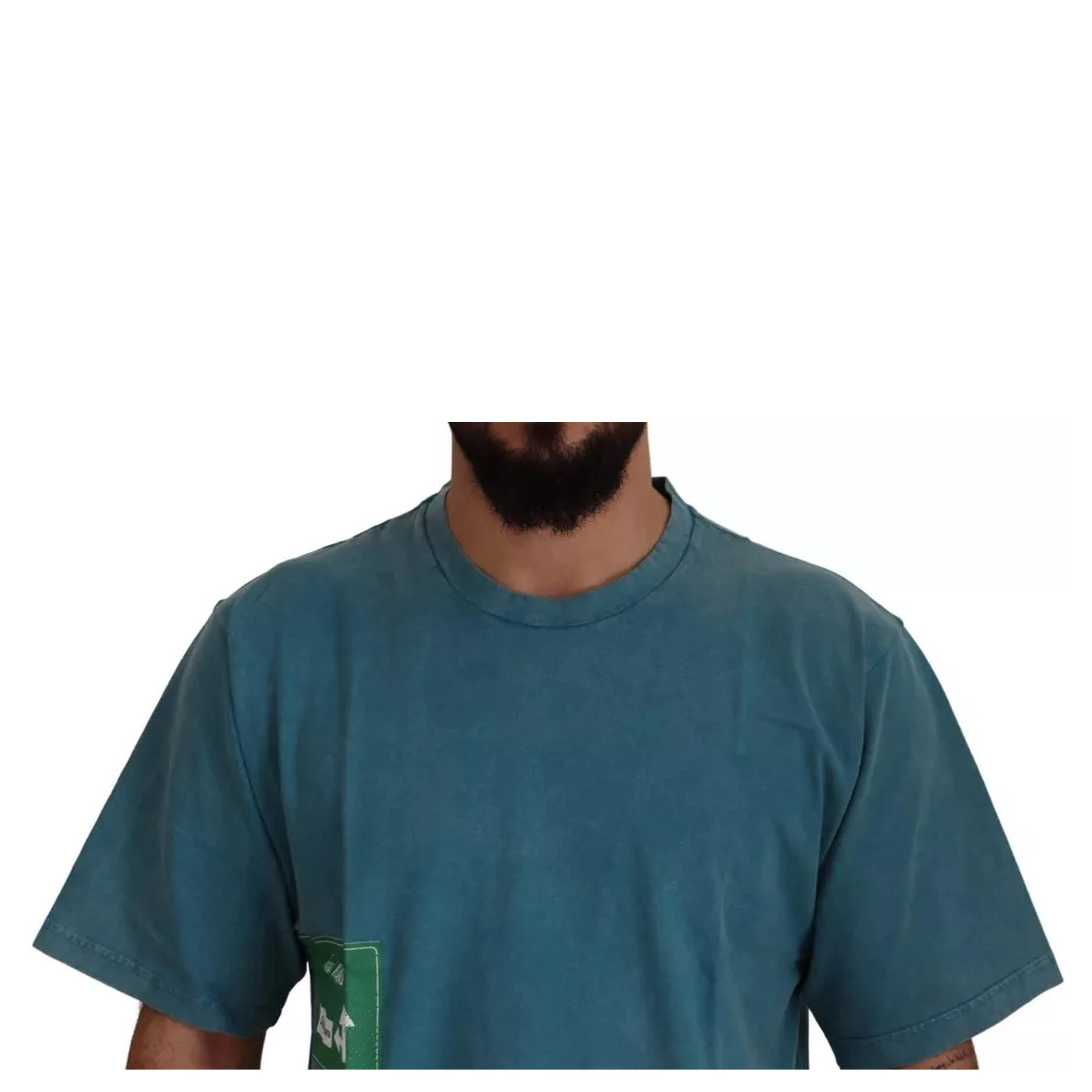 Blue Logo Print Crewneck Tee Cotton T-shirt