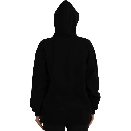 Black Cotton Logo Hooded Pullover Sweatshirt Sweater