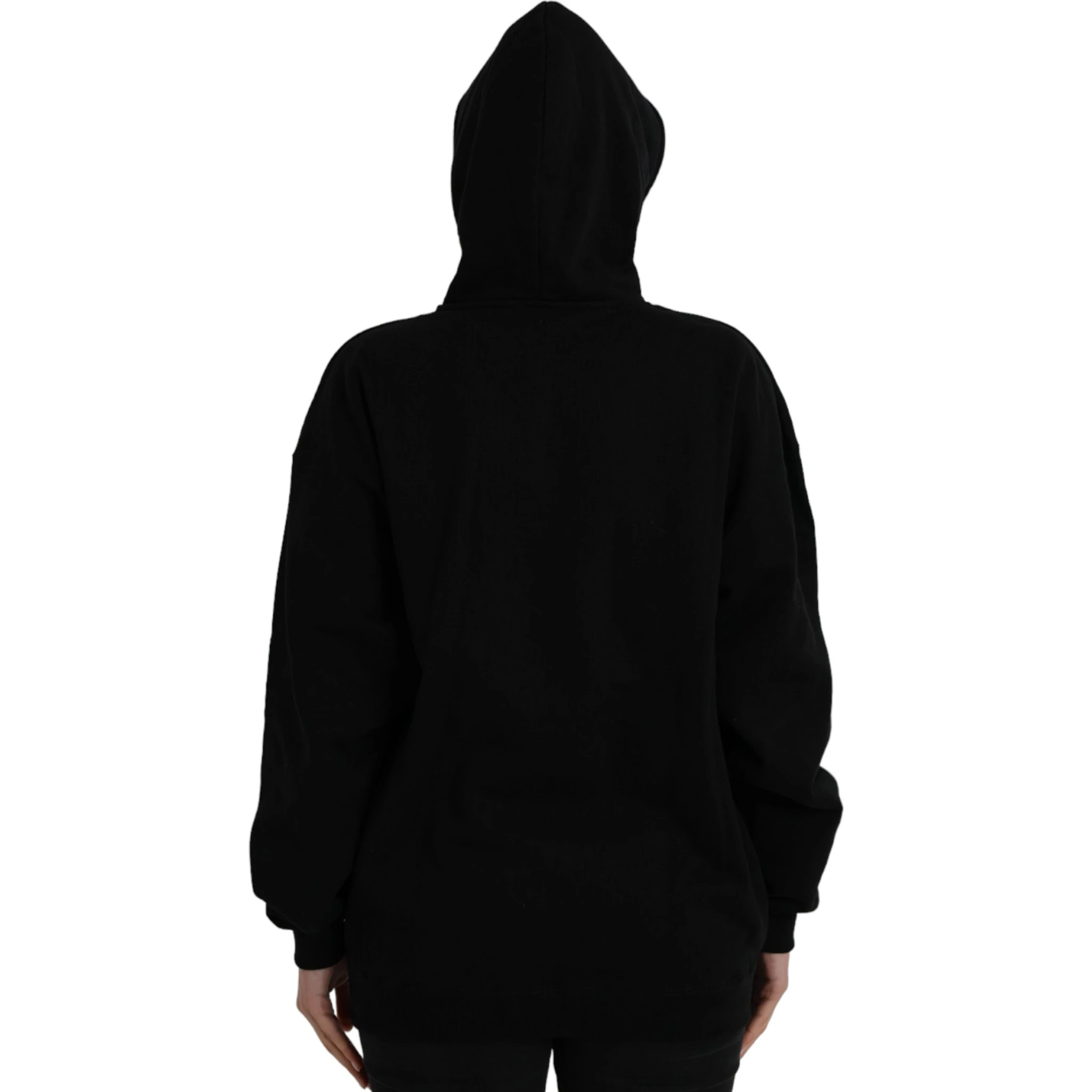 Black Cotton Logo Hooded Pullover Sweatshirt Sweater