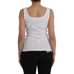 White Cotton Sleevelesss Tank Casual Top