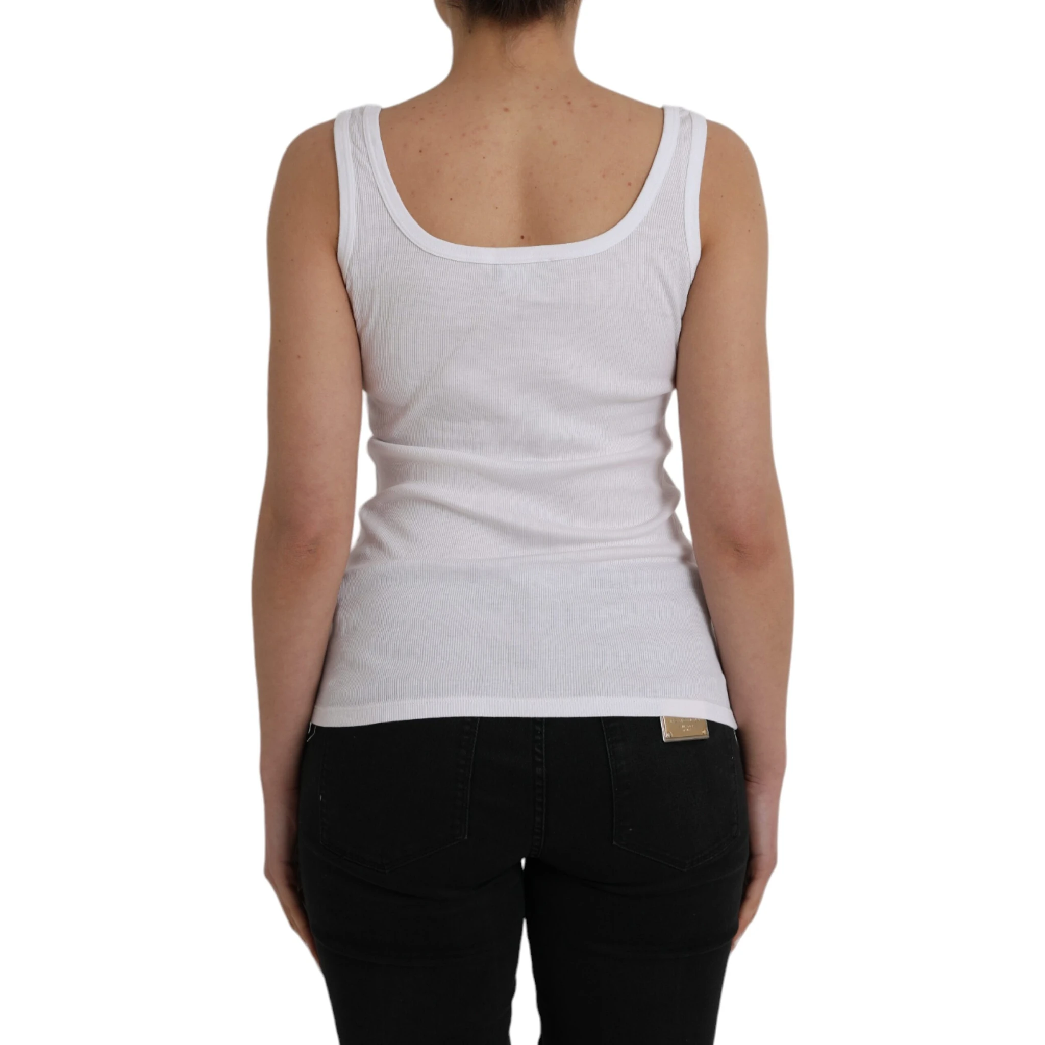 White Cotton Sleevelesss Tank Casual Top