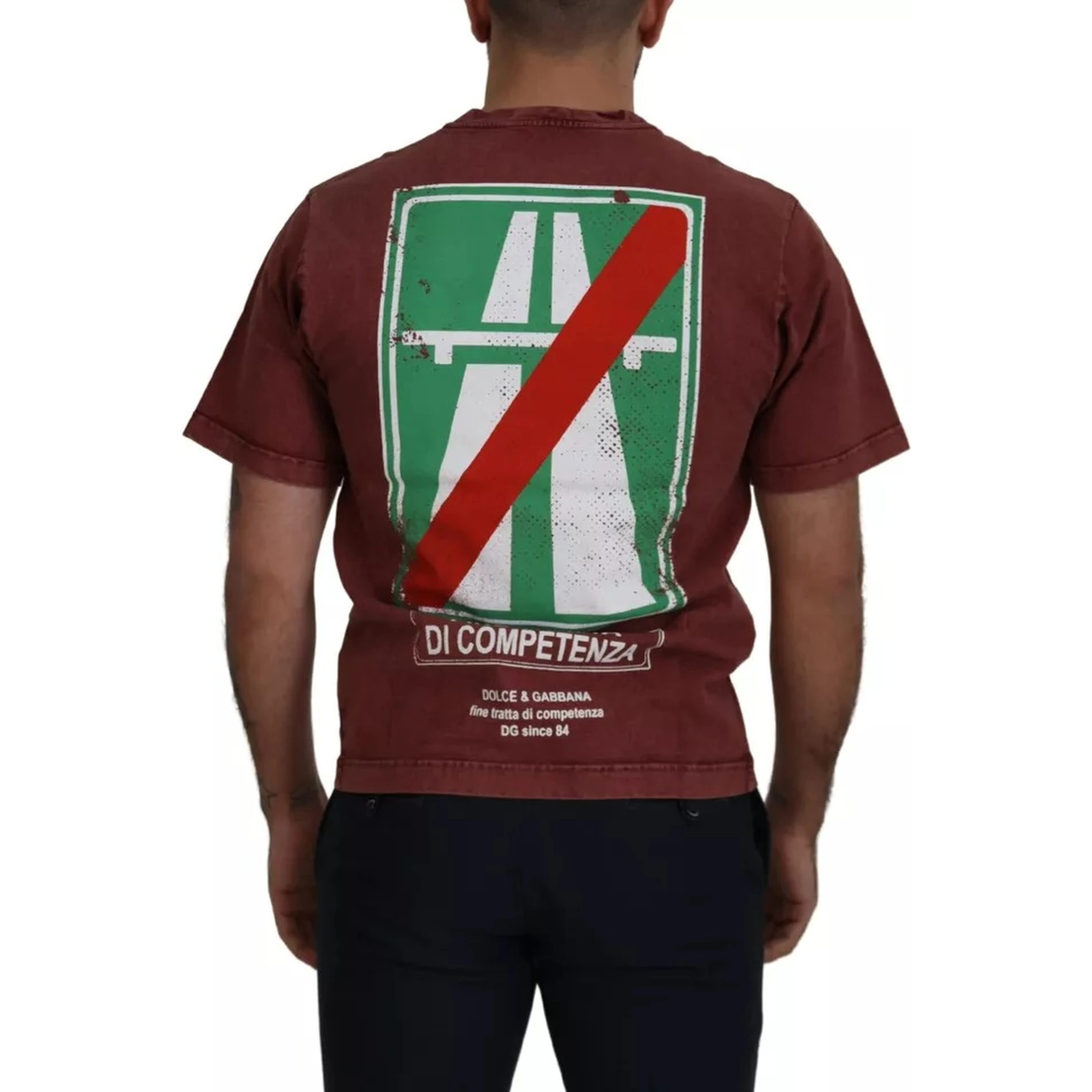 Maroon Printed Crewneck Tee Cotton T-shirt