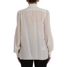 Off White Long Sleeve Button Down Blouse Top