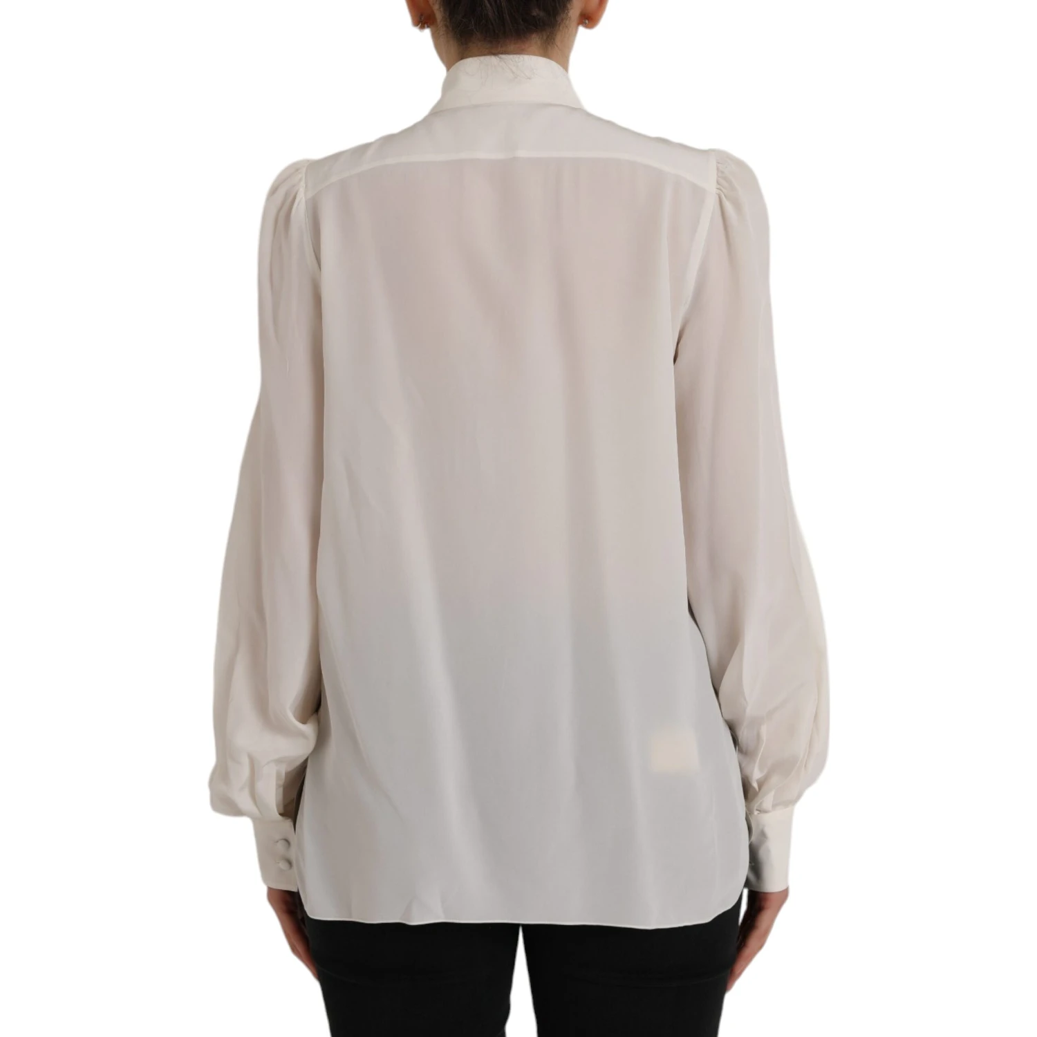 Off White Long Sleeve Button Down Blouse Top