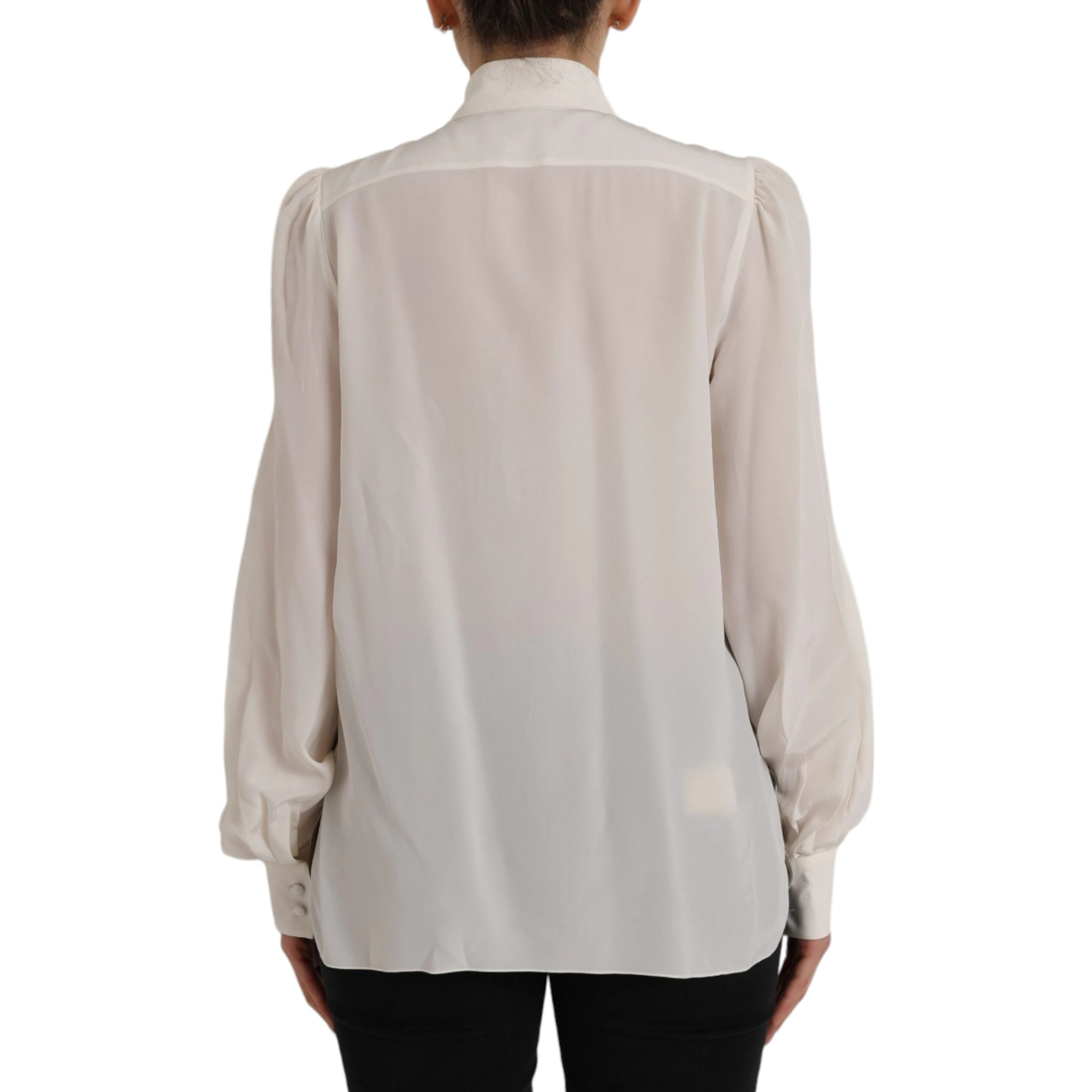 Off White Long Sleeve Button Down Blouse Top