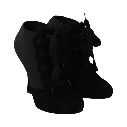 Black Suede Stretch Ankle Boots Booties Shoes