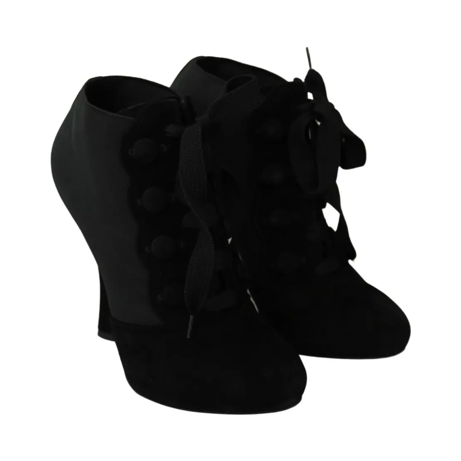 Black Suede Stretch Ankle Boots Booties Shoes