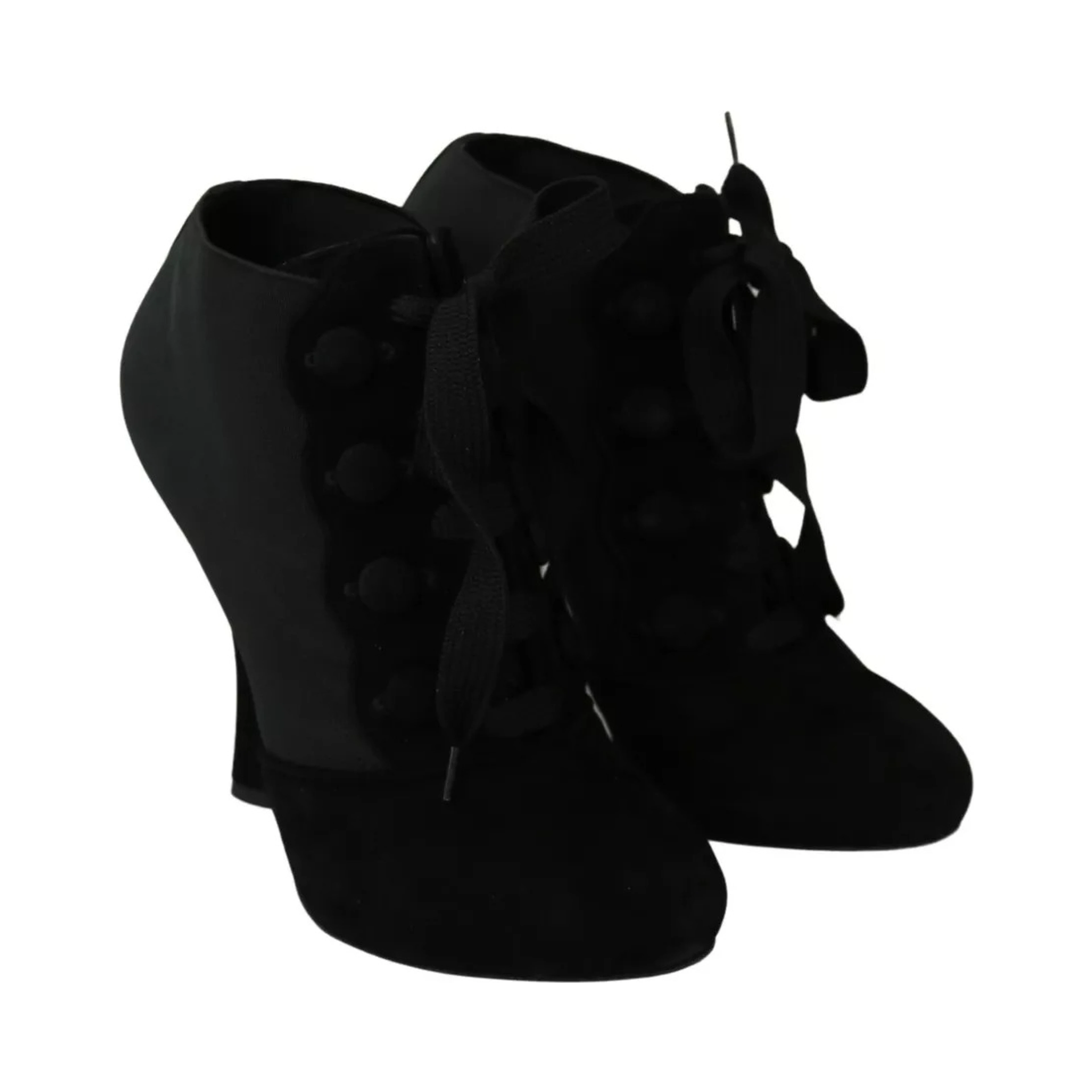 Black Suede Stretch Ankle Boots Booties Shoes