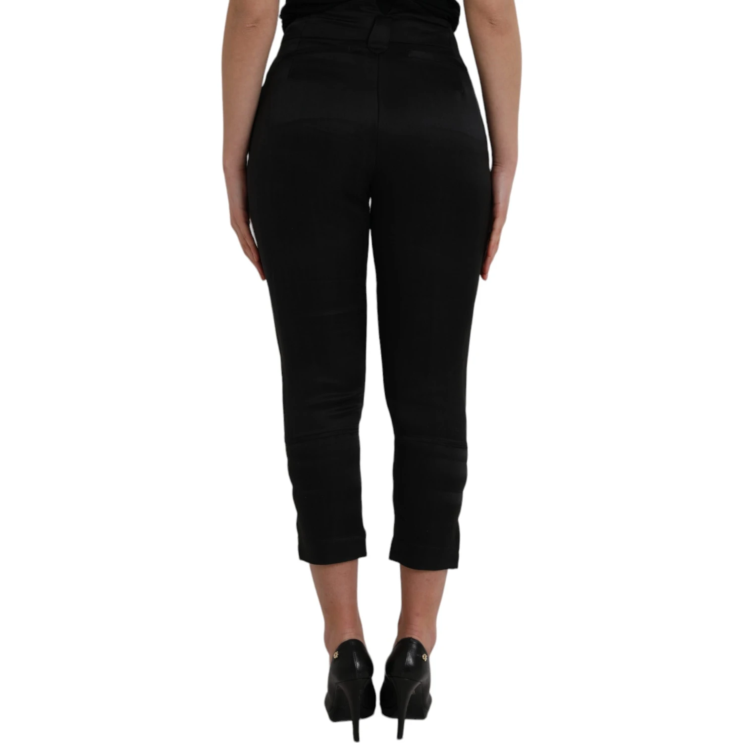 Black High Waist Capri Cropped Pants