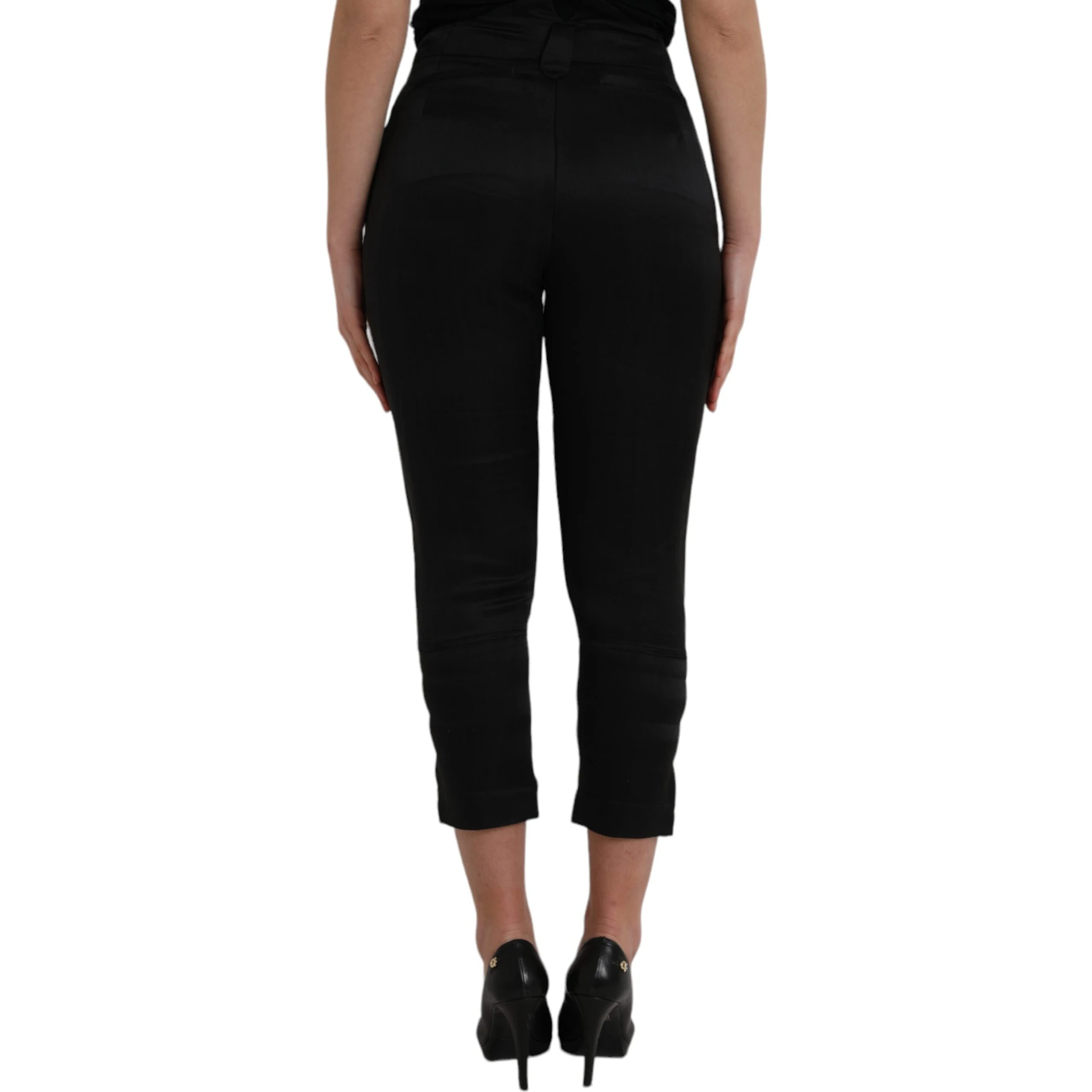 Black High Waist Capri Cropped Pants