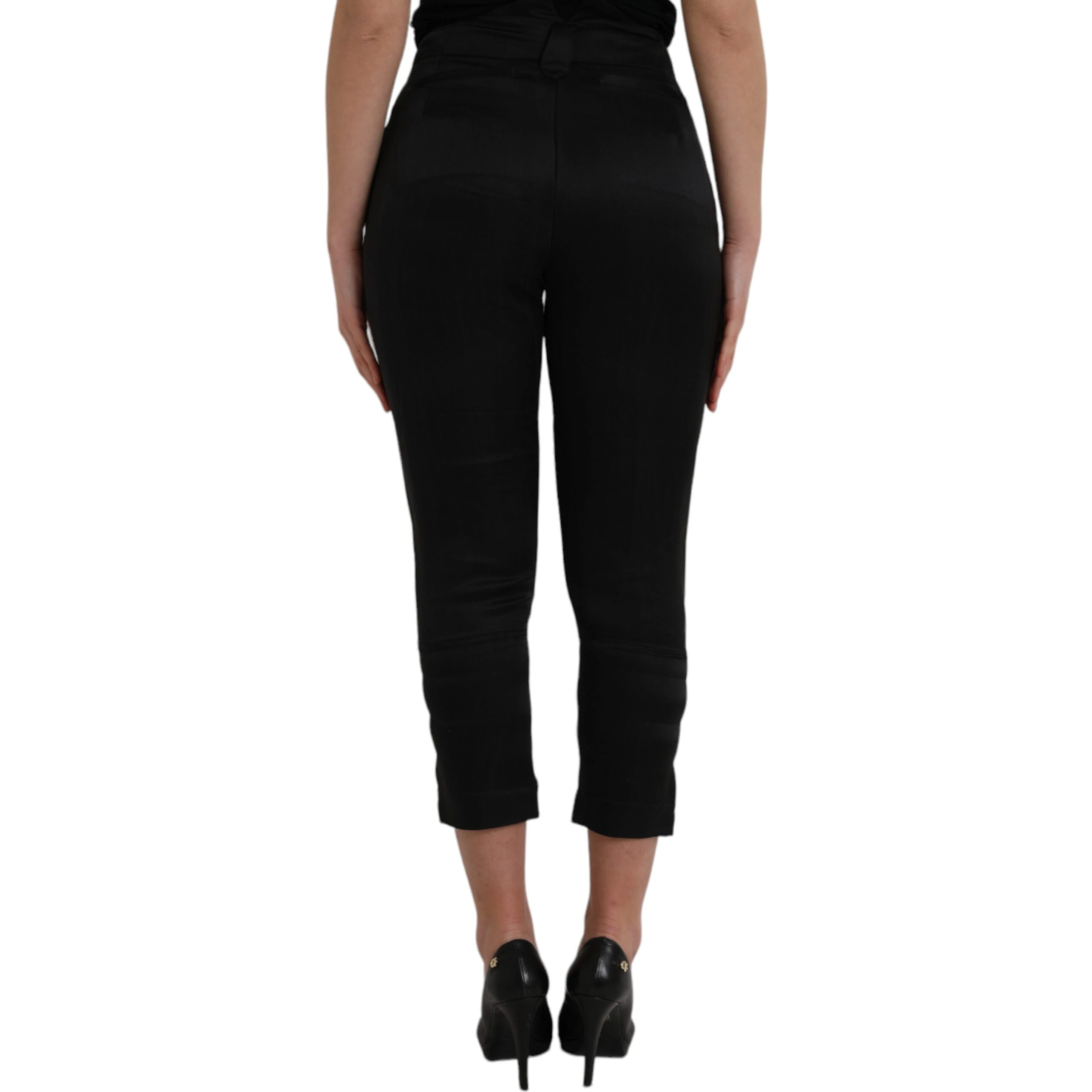 Black High Waist Capri Cropped Pants