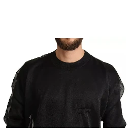 Black Logo Crewneck Long Sleeve Pullover Sweater