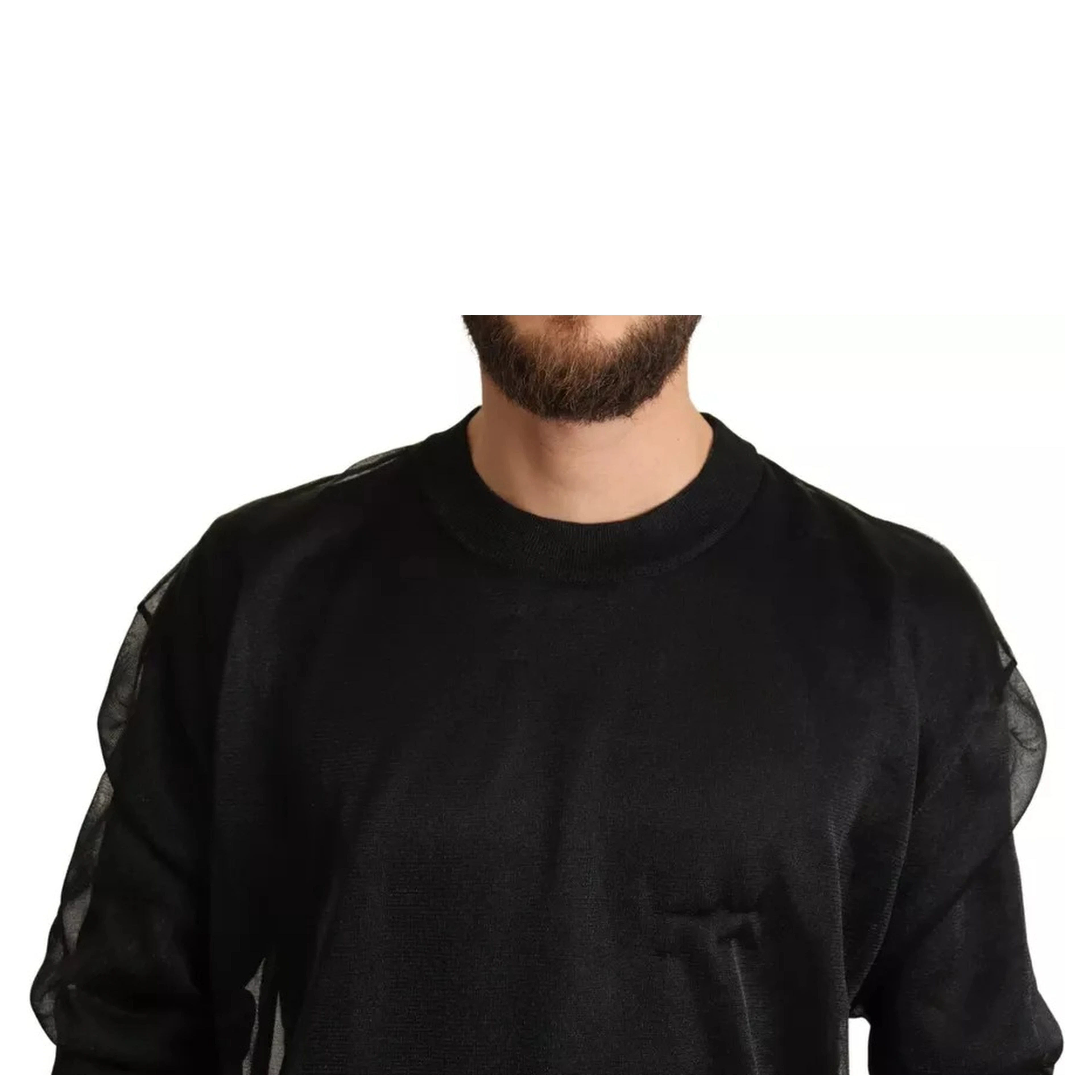 Black Logo Crewneck Long Sleeve Pullover Sweater