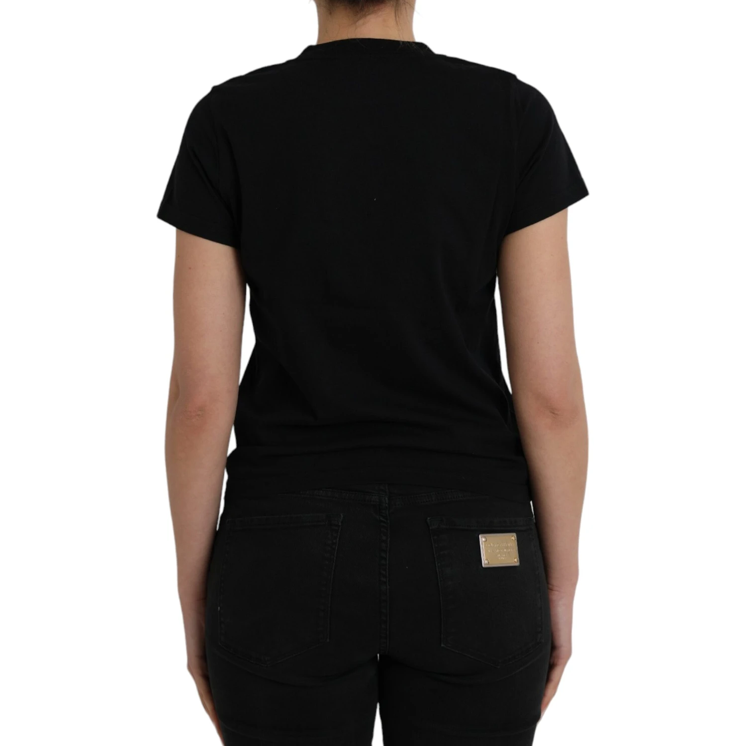 Black Cotton Logo Crew Neck Short Sleeves T-shirt