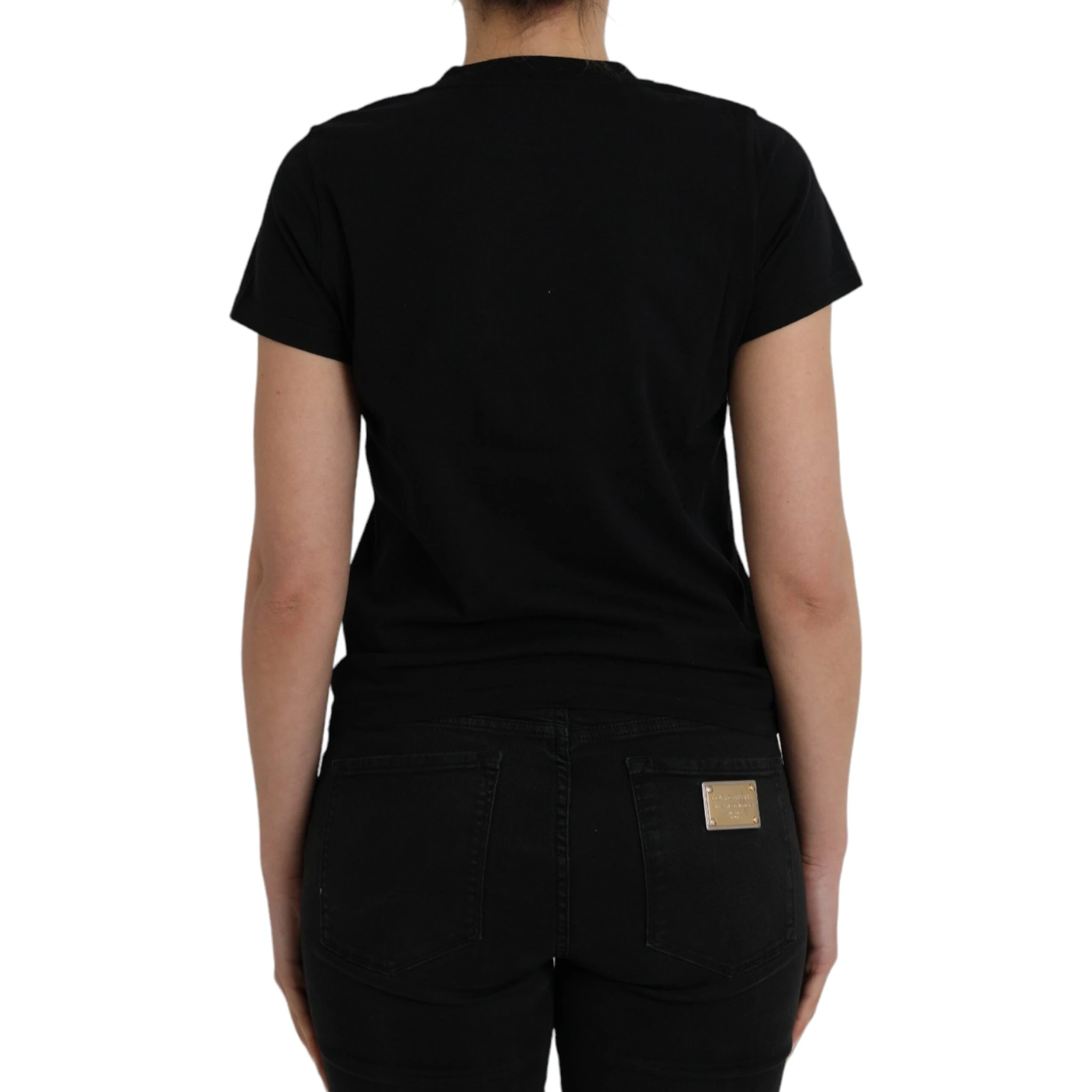 Black Cotton Logo Crew Neck Short Sleeves T-shirt
