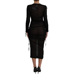 Black Sheer Bodycon Sheath Midi Dress