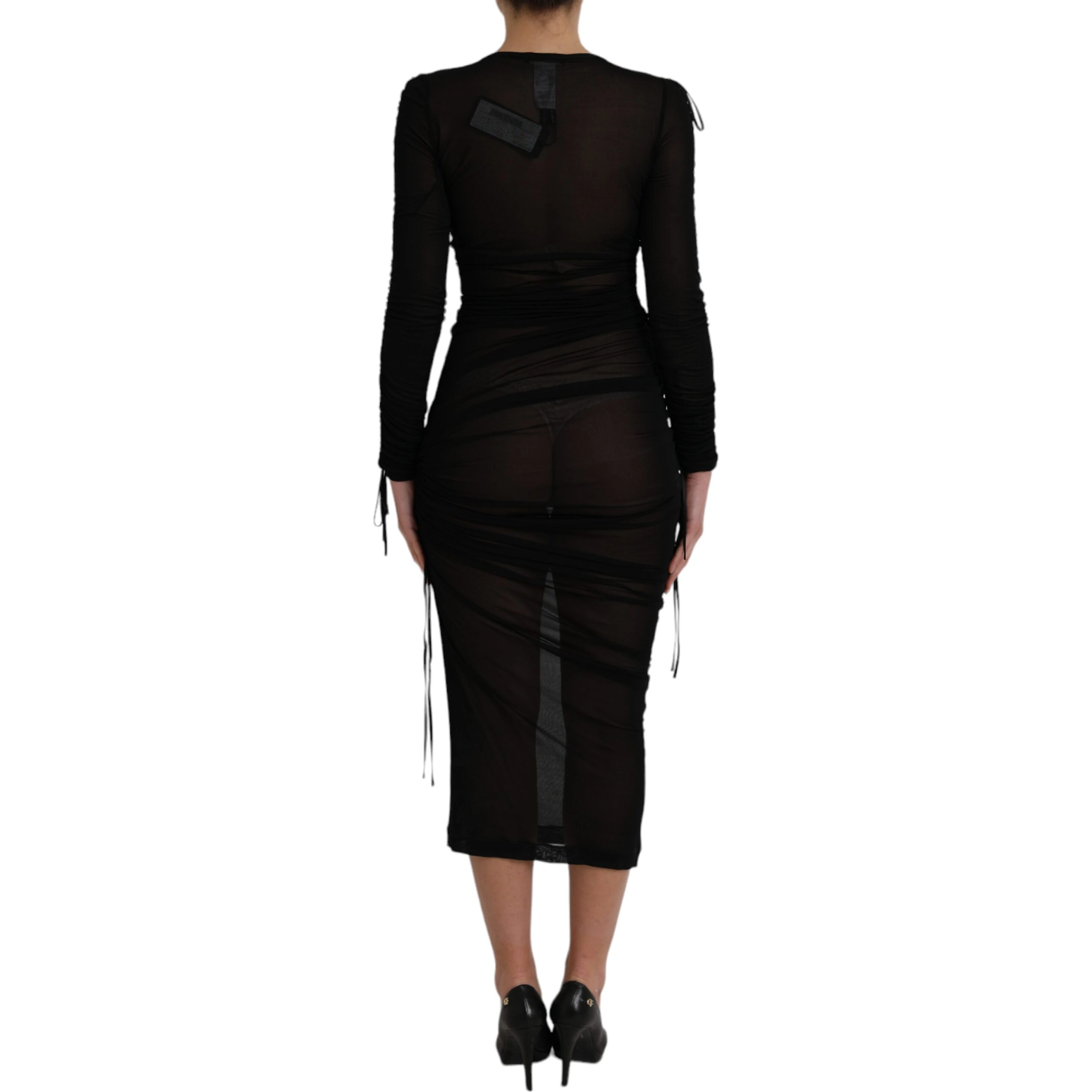Black Sheer Bodycon Sheath Midi Dress