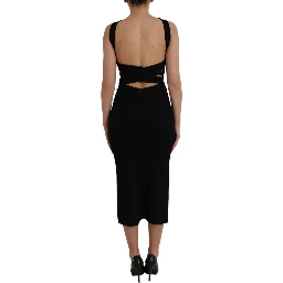 Black Sheath Halter Sleeveless Midi Dress