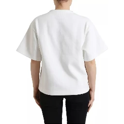 White Cotton Stretch Black HOT Crystal T-shirt