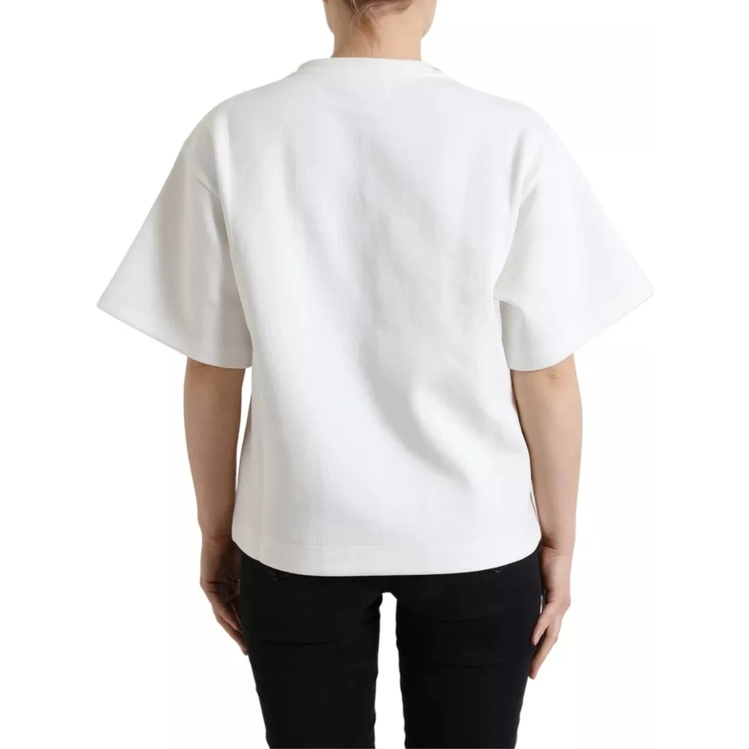 White Cotton Stretch Black HOT Crystal T-shirt