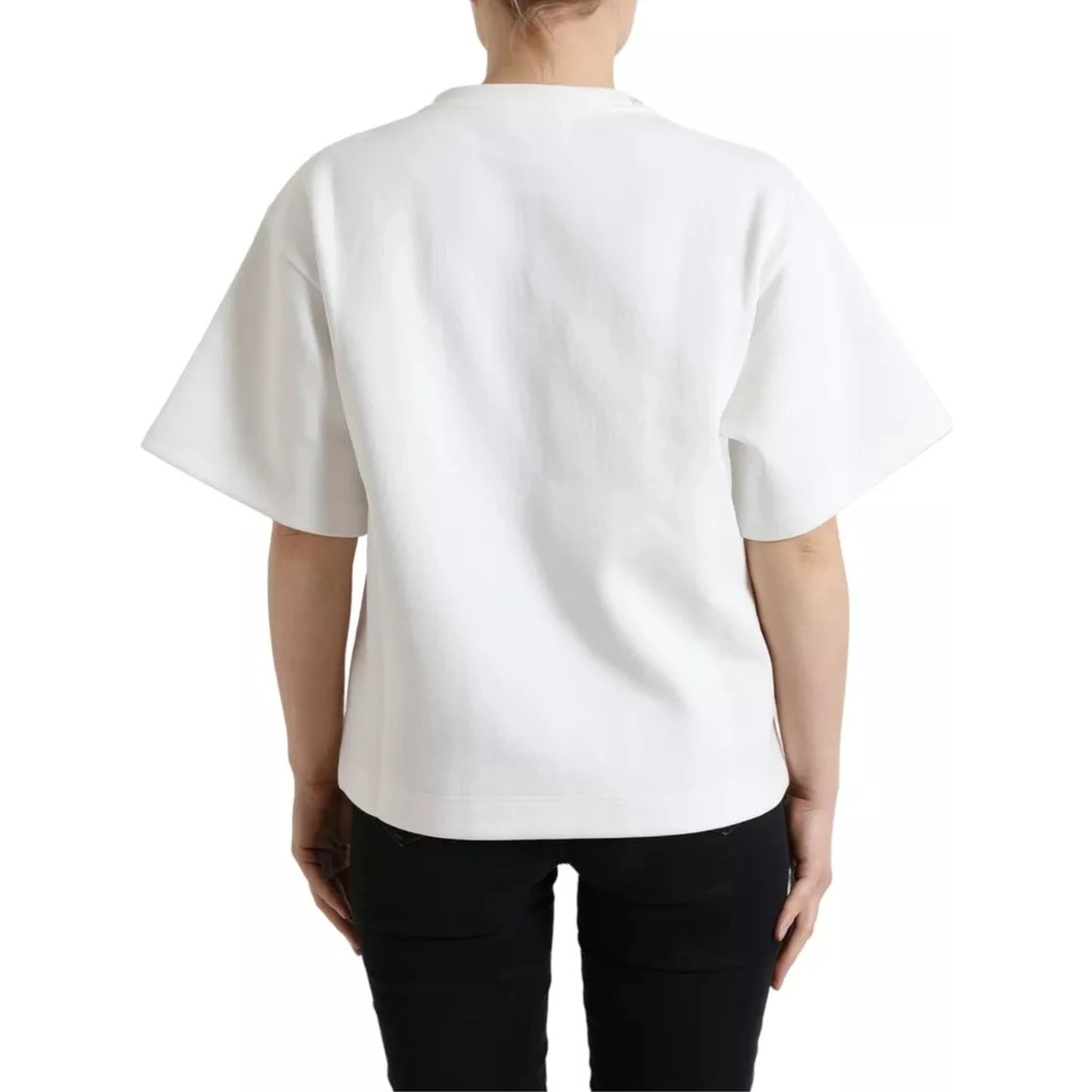 White Cotton Stretch Black HOT Crystal T-shirt