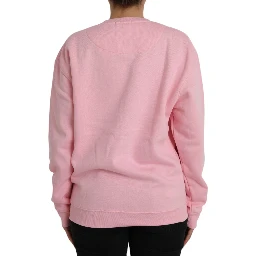 Pink Cotton Logo Long Sleeves Pullover Sweater