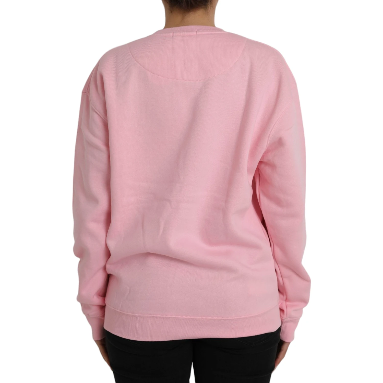 Pink Cotton Logo Long Sleeves Pullover Sweater
