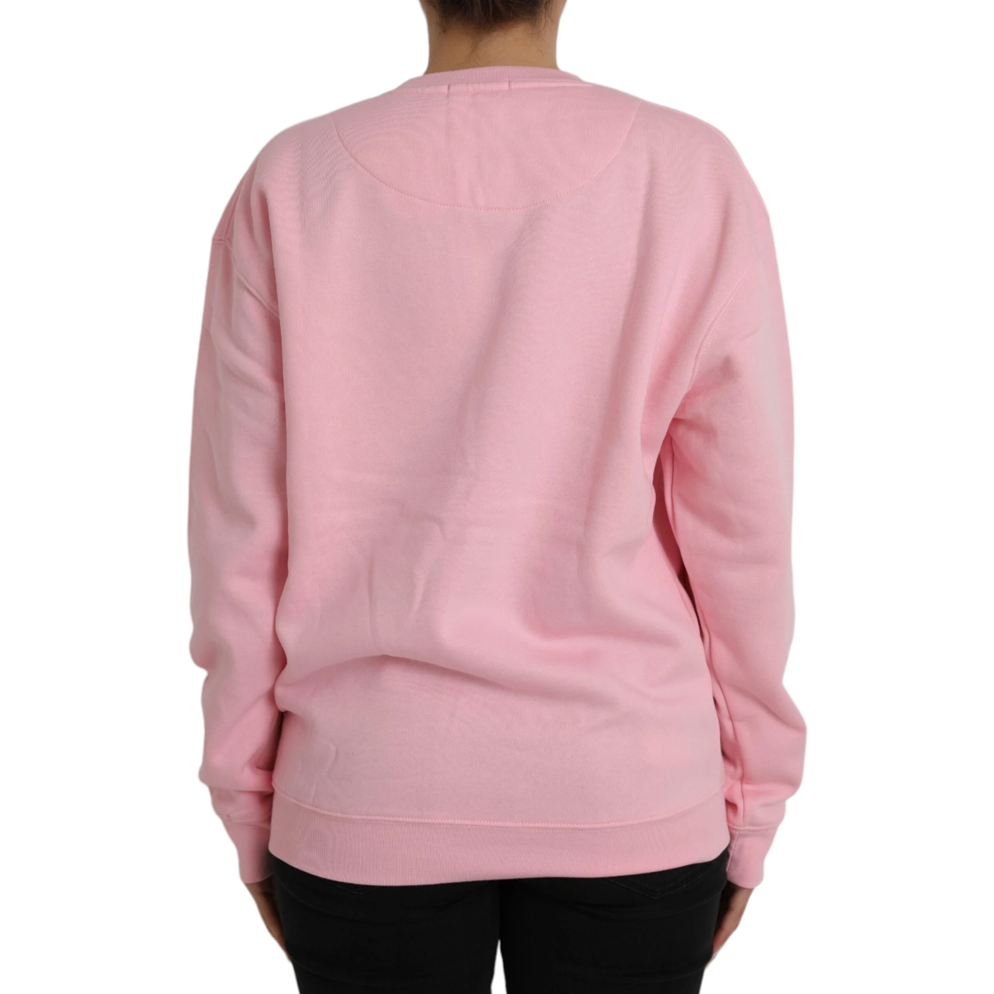 Pink Cotton Logo Long Sleeves Pullover Sweater