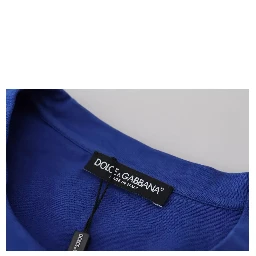 Blue Logo Print Crewneck Cotton T-shirt