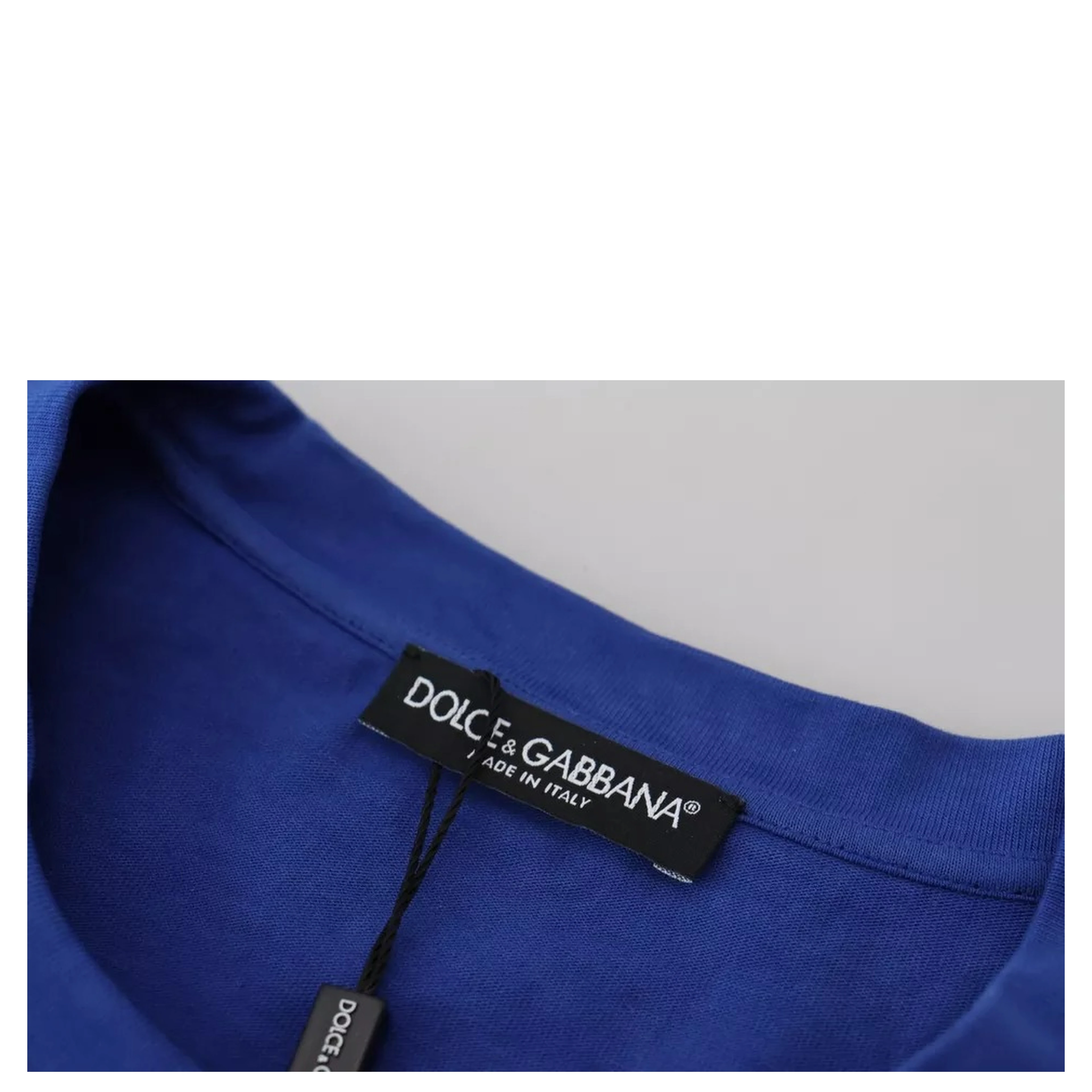 Blue Logo Print Crewneck Cotton T-shirt