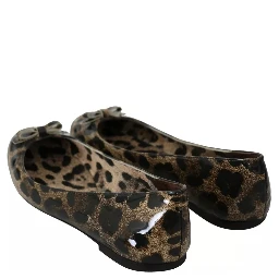 Brown Leopard Ballerina Flats Leather Shoes