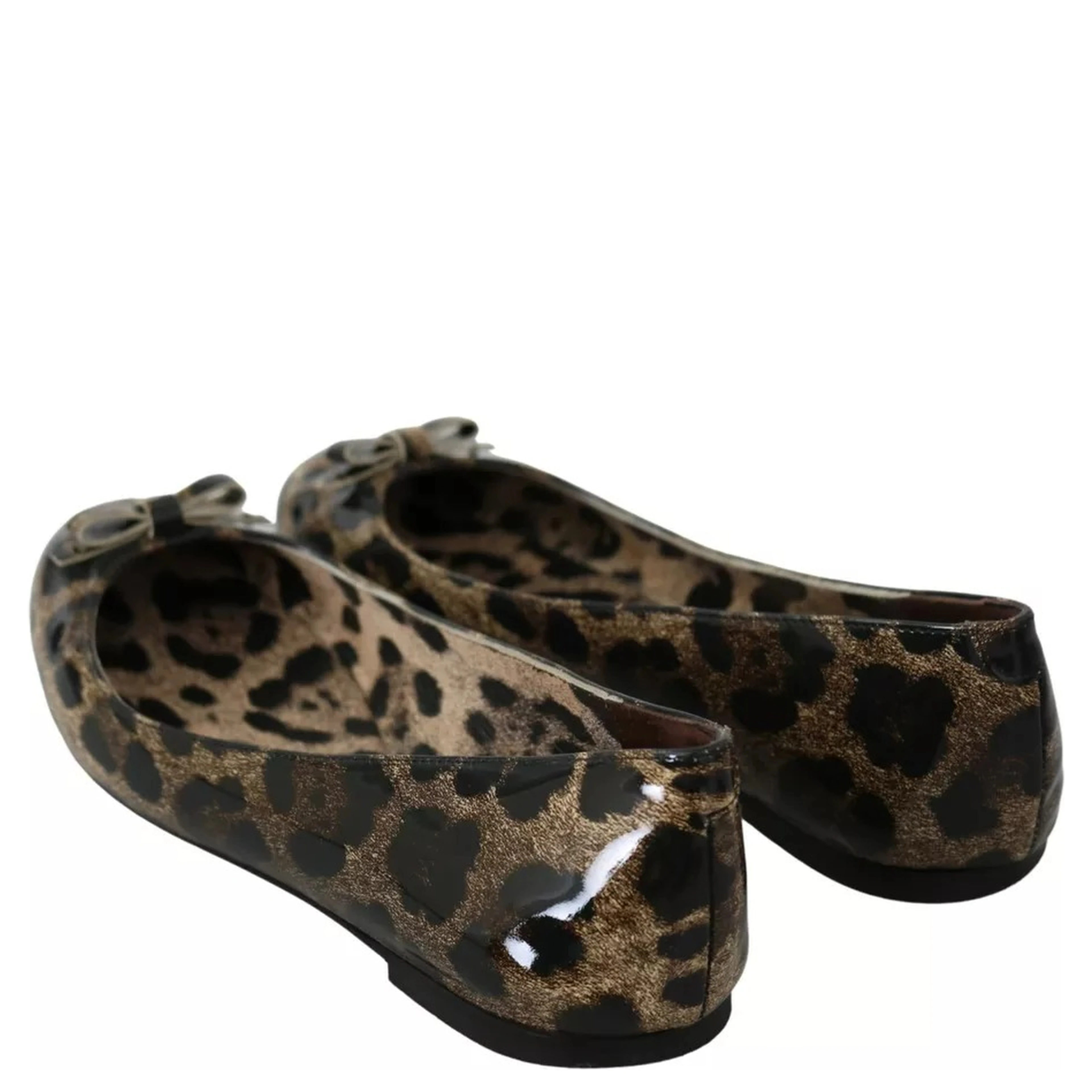 Brown Leopard Ballerina Flats Leather Shoes