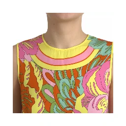 Multicolor Floral Silk Sleeveless Tank Top