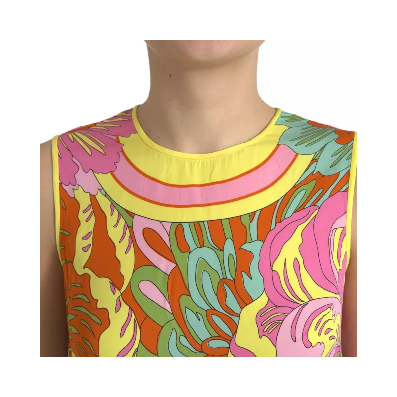 Multicolor Floral Silk Sleeveless Tank Top