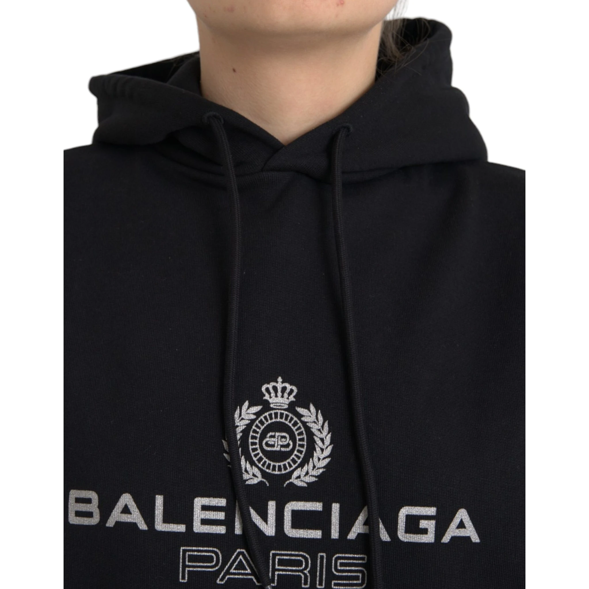 Black Cotton Logo Hooded Pullover Sweatshirt Sweater