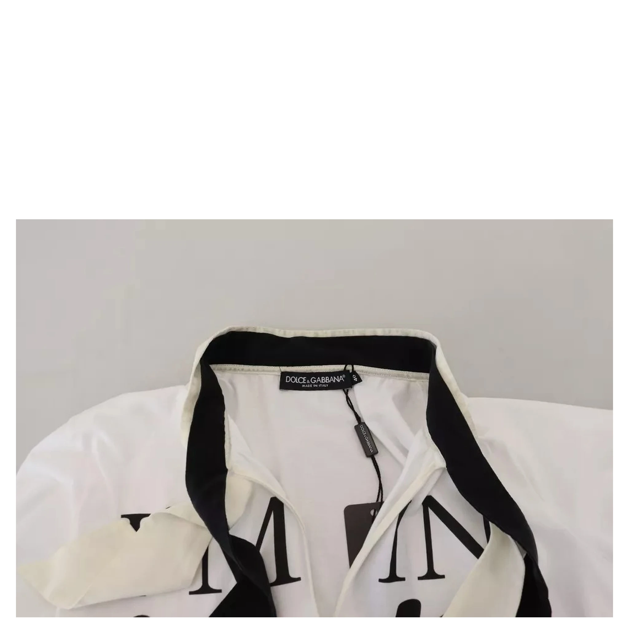 White Cotton Printed Ascot Collared T-shirt