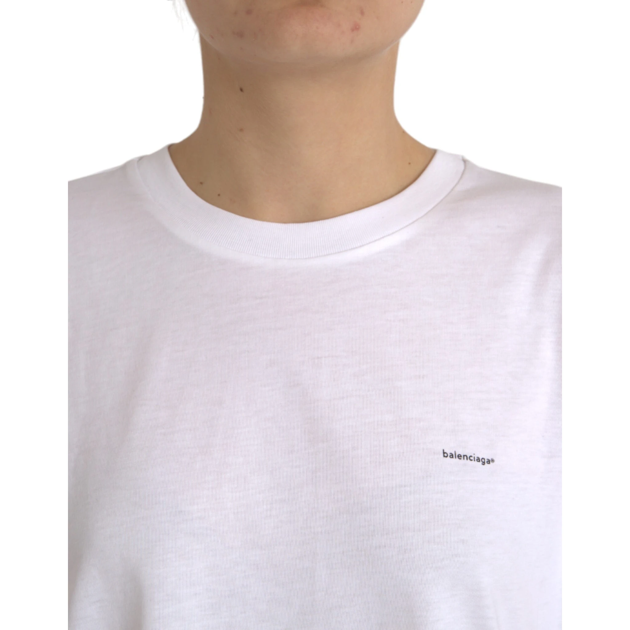 White Cotton Crew Neck Short Sleeves T-shirt
