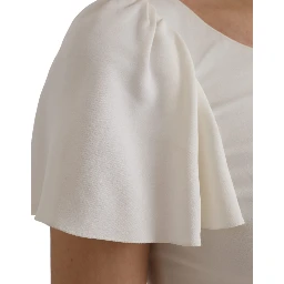 White Viscose Round Neck Short Sleeves Top