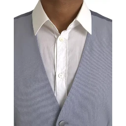 Light Blue Wool Formal Dress Waistcoat Vest