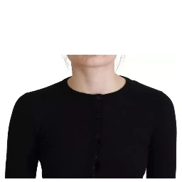 Black Button Down Slim Cardigan Wool Sweater