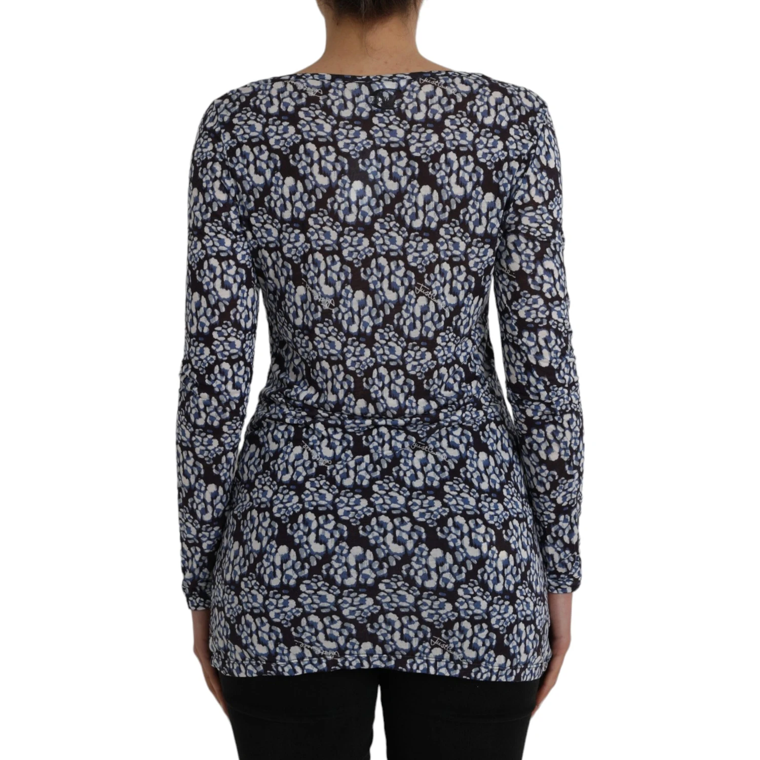 Blue Floral Lace Long Sleeves Top Underwear Blouse