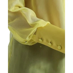 Yellow Long Sleeve Button Down Blouse Top