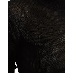 Black Viscose Turtle Neck Pullover Sweater
