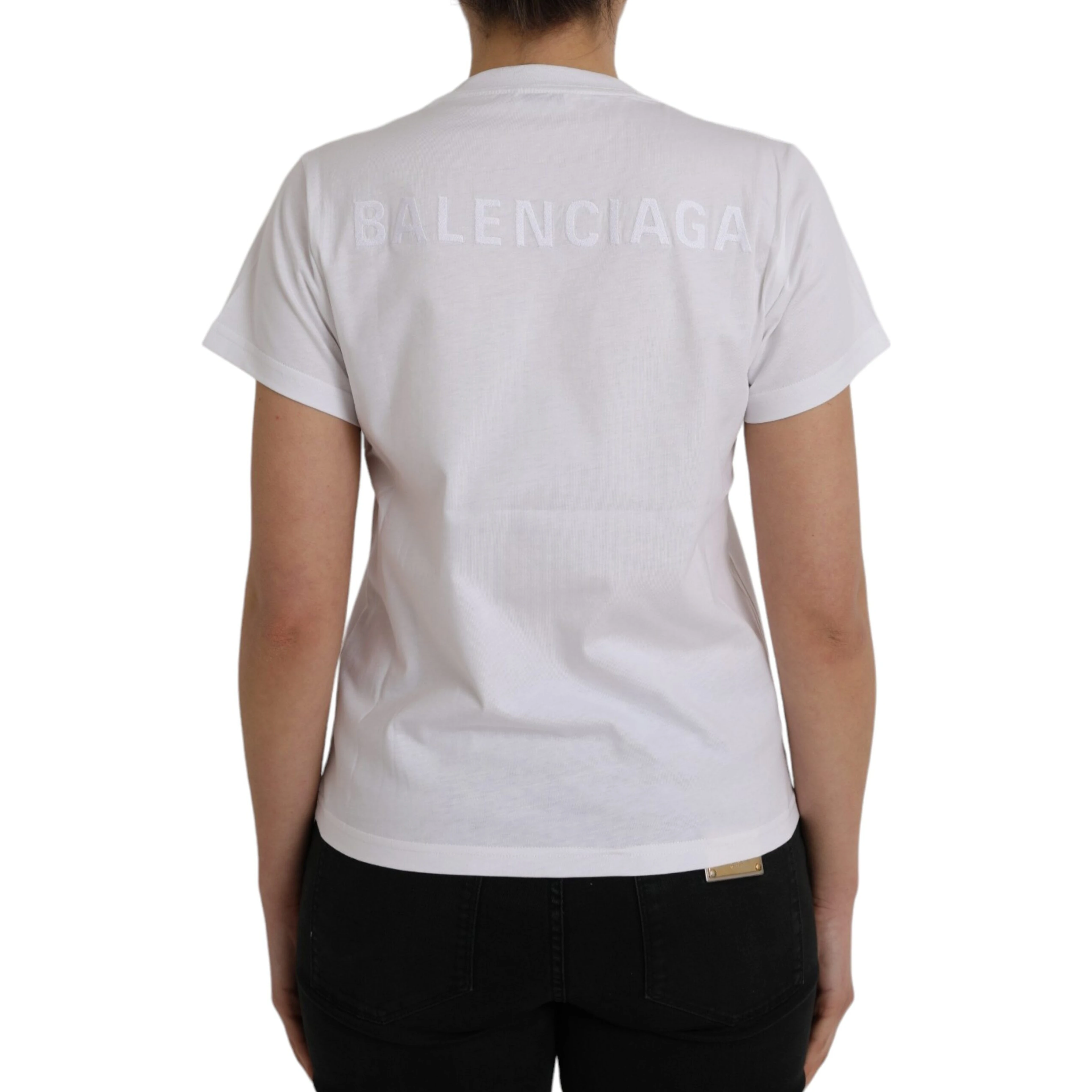 White Cotton Crew Neck Short Sleeves T-shirt