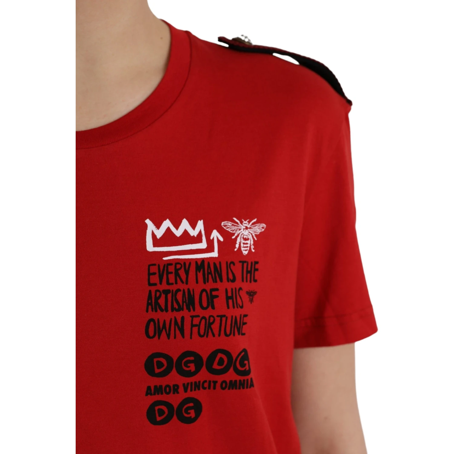 Red Cotton Graphic Print Crew Neck T-shirt