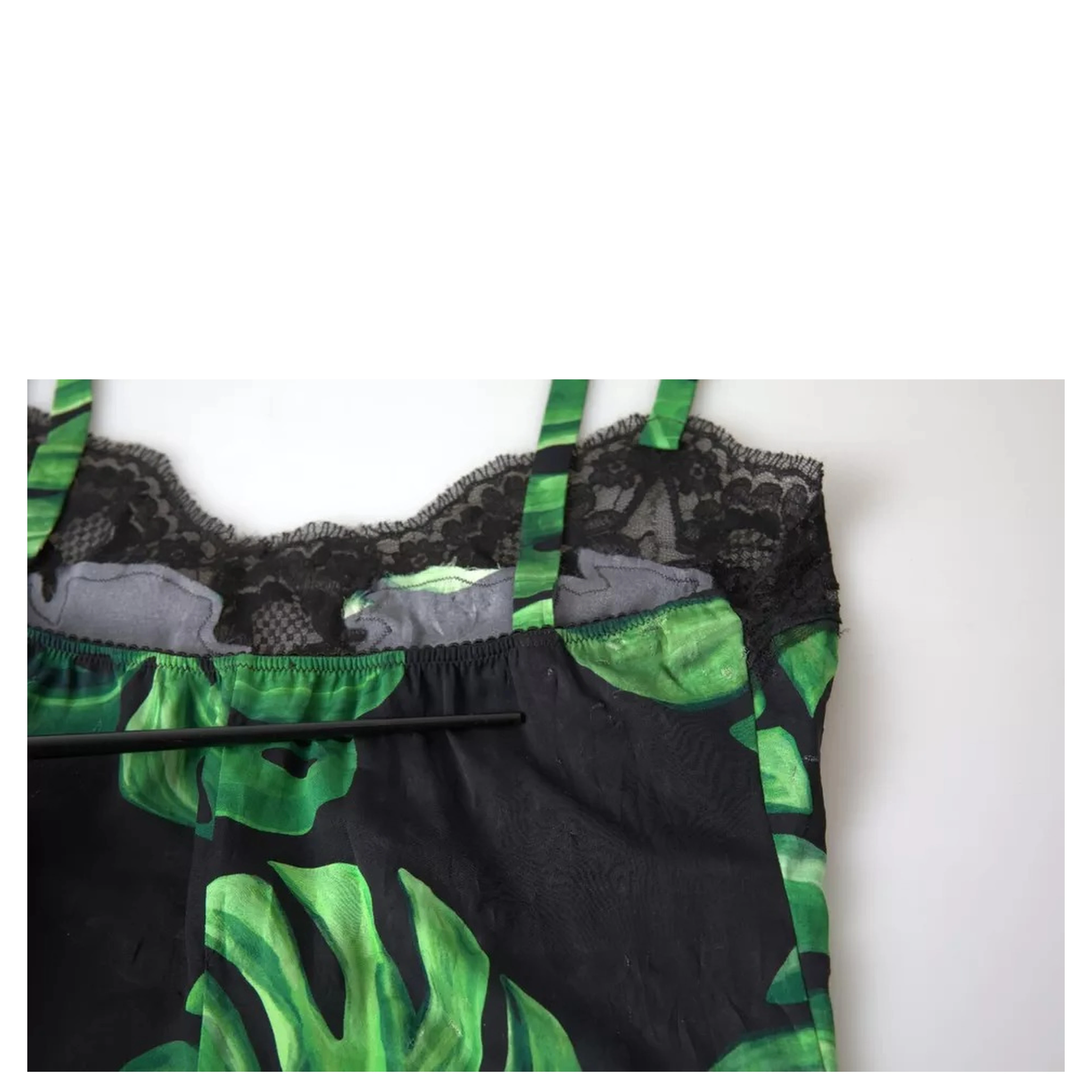 Black Philodendron Print Silk Camisole Underwear